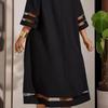 Women's Fashion Summer Spring Solid Color Print 3/4 Sleeves O-Neck Loose Waistline Casual Dresses