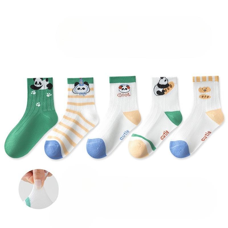 1-15 Years Children 5 Pairs Socks Spring and Summer Thin Mesh Crew Socks