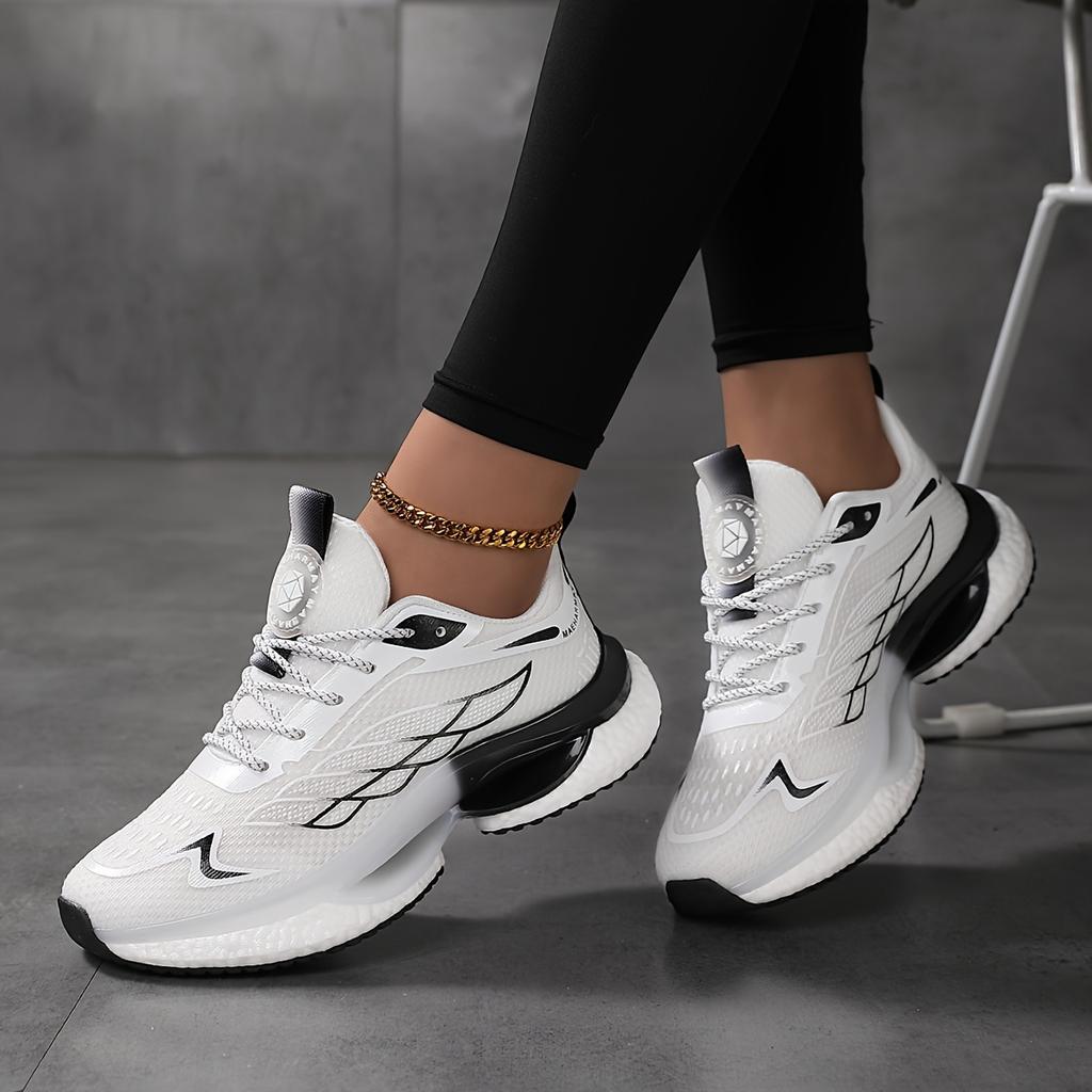 Damen Übergröße Sport-Sneaker - Leichte, atmungsaktive Mesh-Laufschuhe mit Stoßdämpfung, rutschfester Sohle, Schnürverschluss
