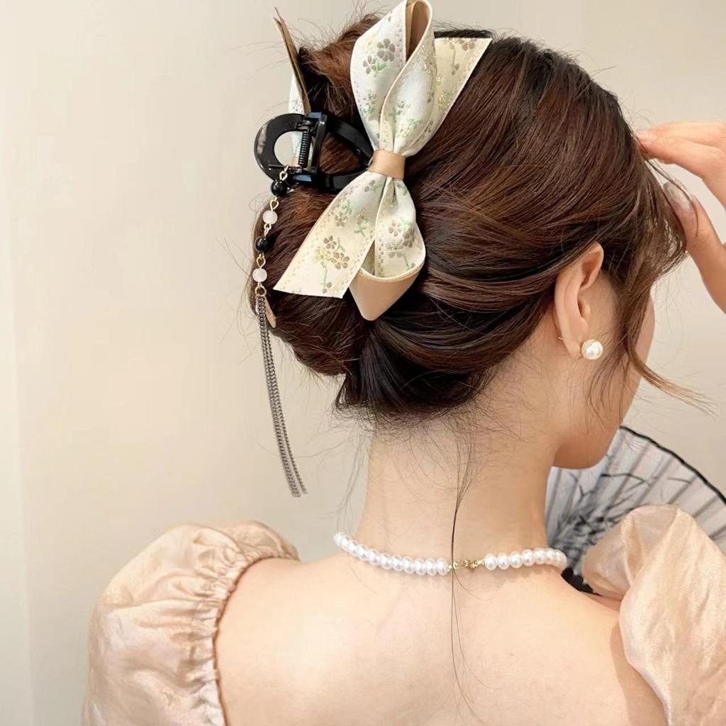 Retro Paisley Herz Krallenclip Schleife Haarspange - Hochwertiger doppelseitiger Haiklammer