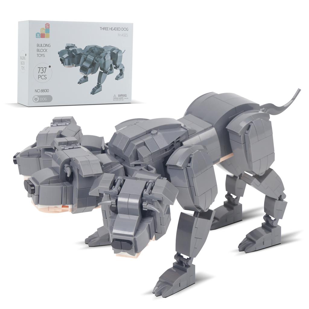 737PCS Creative The Three-Headed Dog Cerberus Fluffy Building Blocks Assemble Bricks Toys Gift For Children Kids