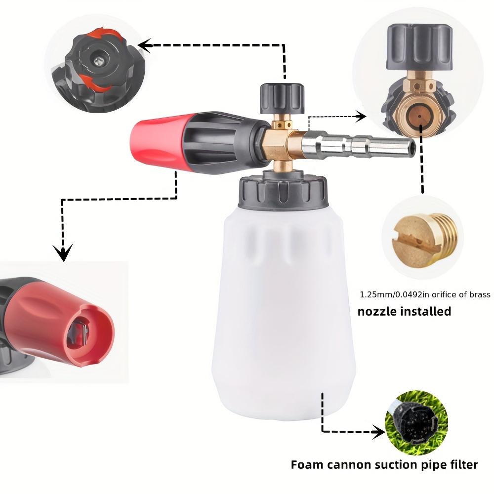 1pc Snow Foam Cannon Lance With 1L Bottle Pressure Washer Car Wash Clear Snow Cannon Big Mouth, 1/4 Quick Connect For Nilfisk