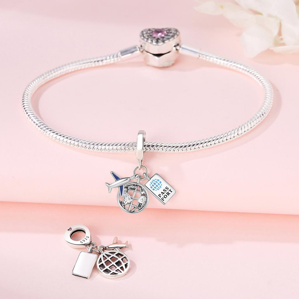 Authentischer Kupfer Charm Anhänger Charms Luxus Flugzeug Reisepass Erde Anhänger Perlen Charms Kompatibel Mit Armbändern Diy Frauen Herstellung Zartes Geschenk