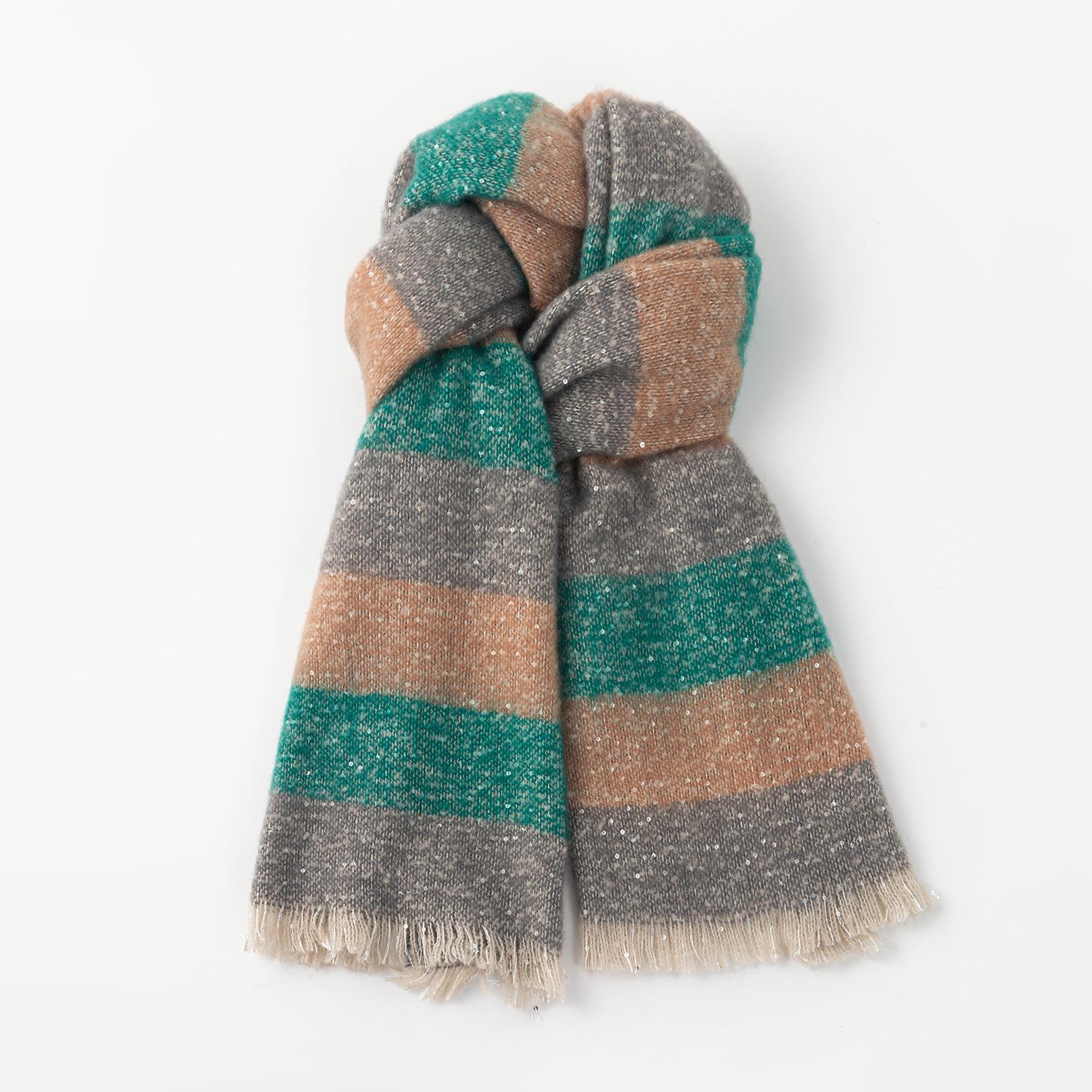 Women s College Style Warm Tassel Scarf - Autumn/Winter Fashion 50x200 cm коричневый/зелёный