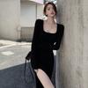 Women's Dress Hip Wrapping Bottoming Split Ends Slim Fit Mid-length