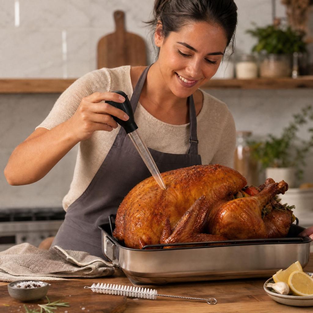Large Turkey with Measuring Cup for Cooking, Roasting and Basting