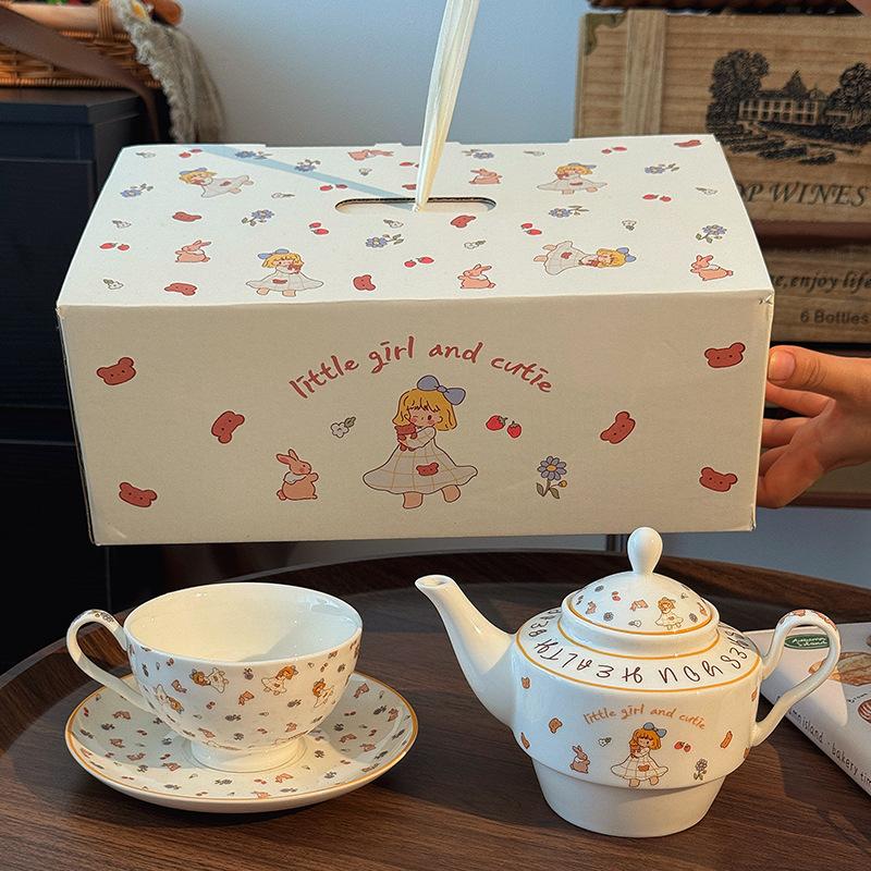 Alice Teapot Cup Saucer Girls Teacup Birthday New Wedding Companion Gift House Moving Afternoon Tea Tea Set Gift Box
