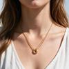 Women Double Layer Gold Necklace Stainless Steel Interlocking Circle Pendant Necklace for Daily Party Wedding Jewelry