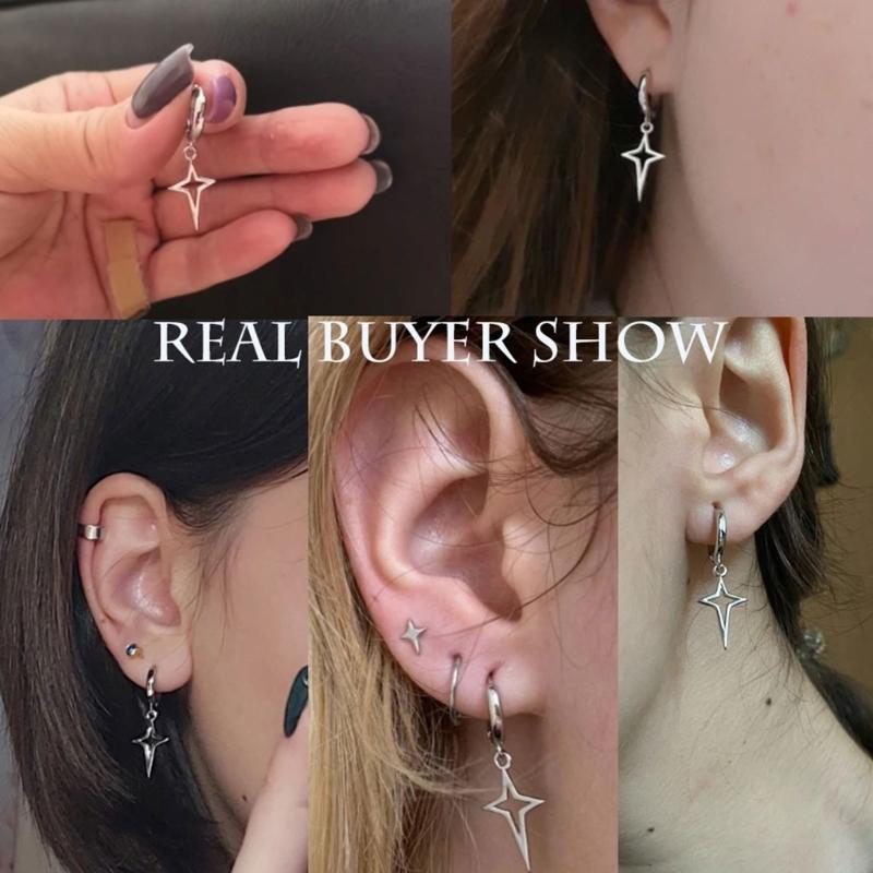 Schwarz Silber Farbe Kleine Kreuz Stern Ohrringe für Damen Mädchen Einfache Koreanische Mode Ohrstecker Ohrring Trend Schmuck