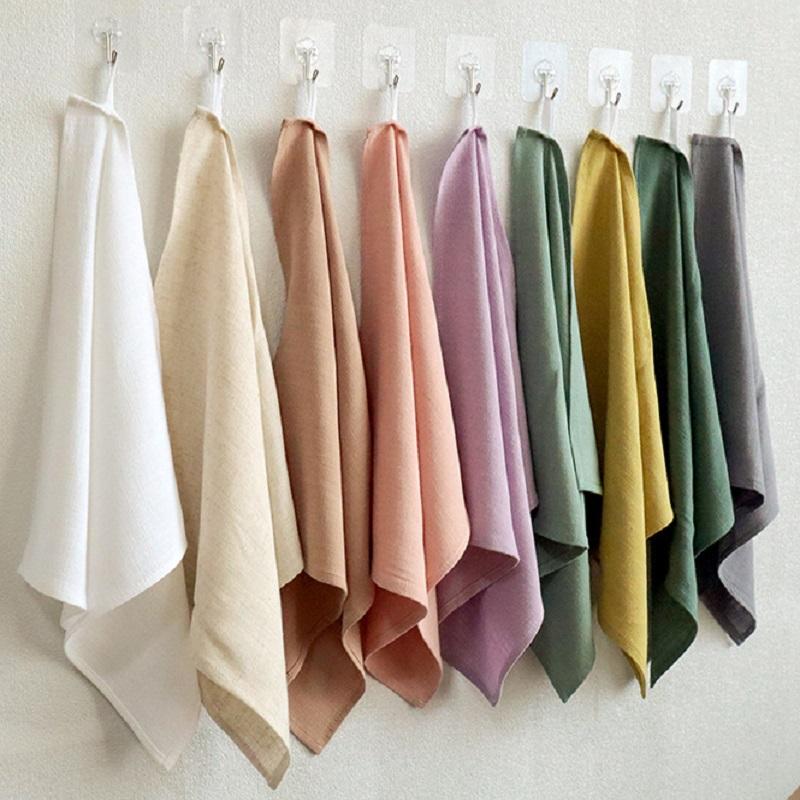 4PCS Rustic Cloth Napkins Cotton Linen Dinner Serviettes Solid Color Washable Table Napkins for Wedding Party Feast Home Decor