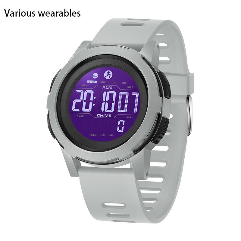 Calorie Pedometer Electronic Watch Waterproof Multifunctional Sports Shockproof Smart Alarm Clock Watch for Men and Women