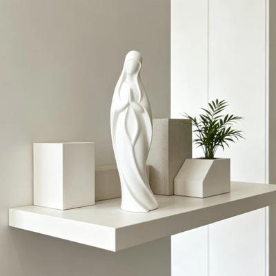 Virgin Mary Statue 3D Printed Catholic Religious Saint Mary Figurine Blessed Mother Sculpture for Home Decor