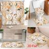 4Pcs Shower Curtain Set with Non-Slip Bath Mat, Toilet Lid Cover, Contour Rug & 12 Hooks, Bathroom Decor