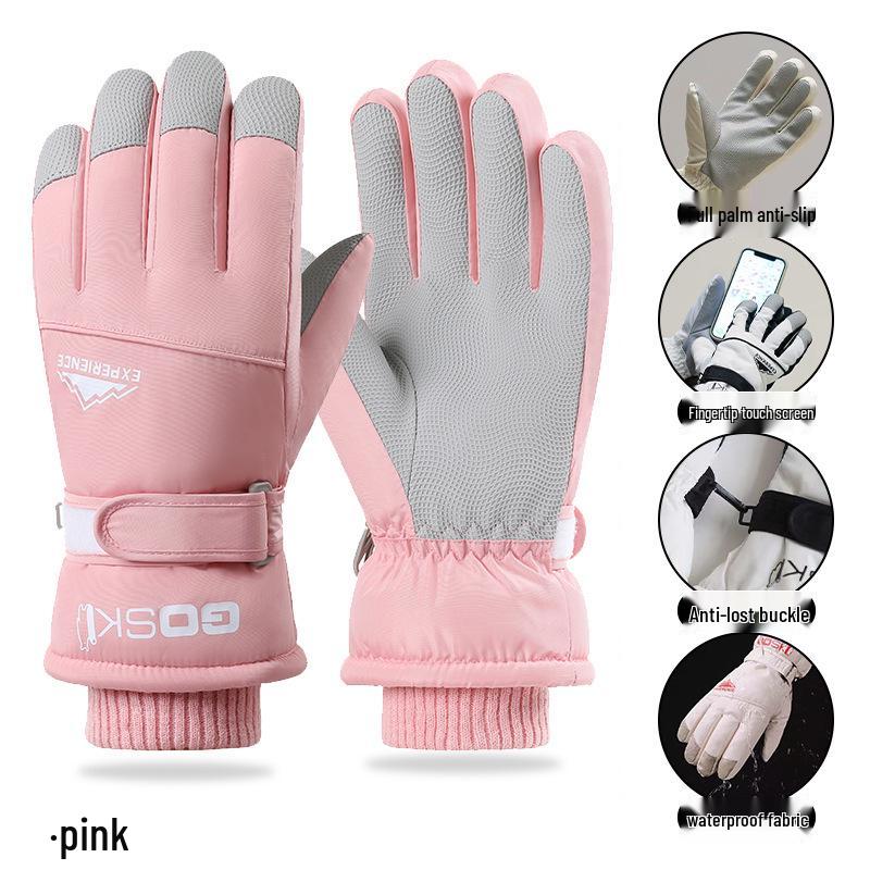 Guanti da sci invernali unisex: Foderato in Velluto, Touchscreen, Antivento e Antifreddo per Sport all'Aperto