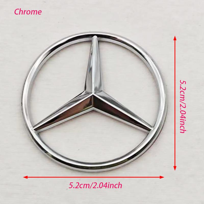 52mm 58mm ABS Chrome Black Star Logo Mercedes Steering Wheel Logo Sticker For Mercedes Benz C E S Class W204 Emblem Accessories