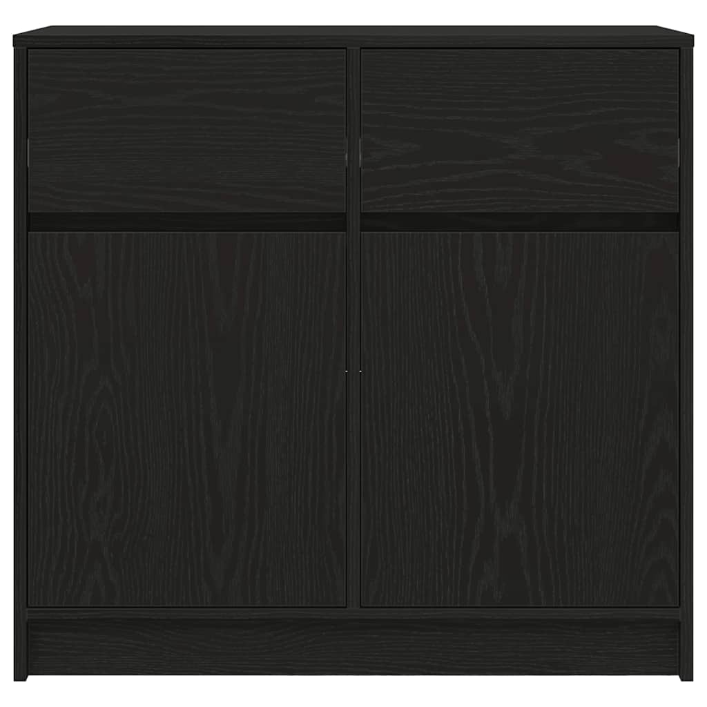 Sideboard with Drawer Black Oak Effect 80 x 34 x 76 cm