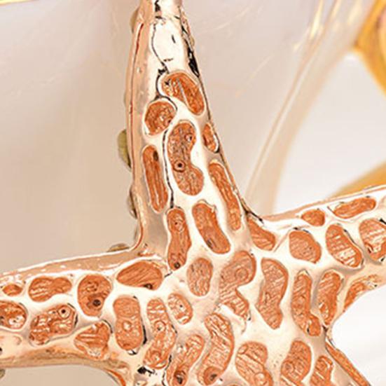 Keychain Sparkling Rhinestones Inlaid Starfish Design Keychain Pendant Enamel Oil Drip Process Smooth Edges Spring Buckle Key Holder Backpacks