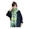 Women Scarf Plaid Pattern Cashmere Feel Plush Scarf with Tassel Decoration Travel Sweater Coat Accessory