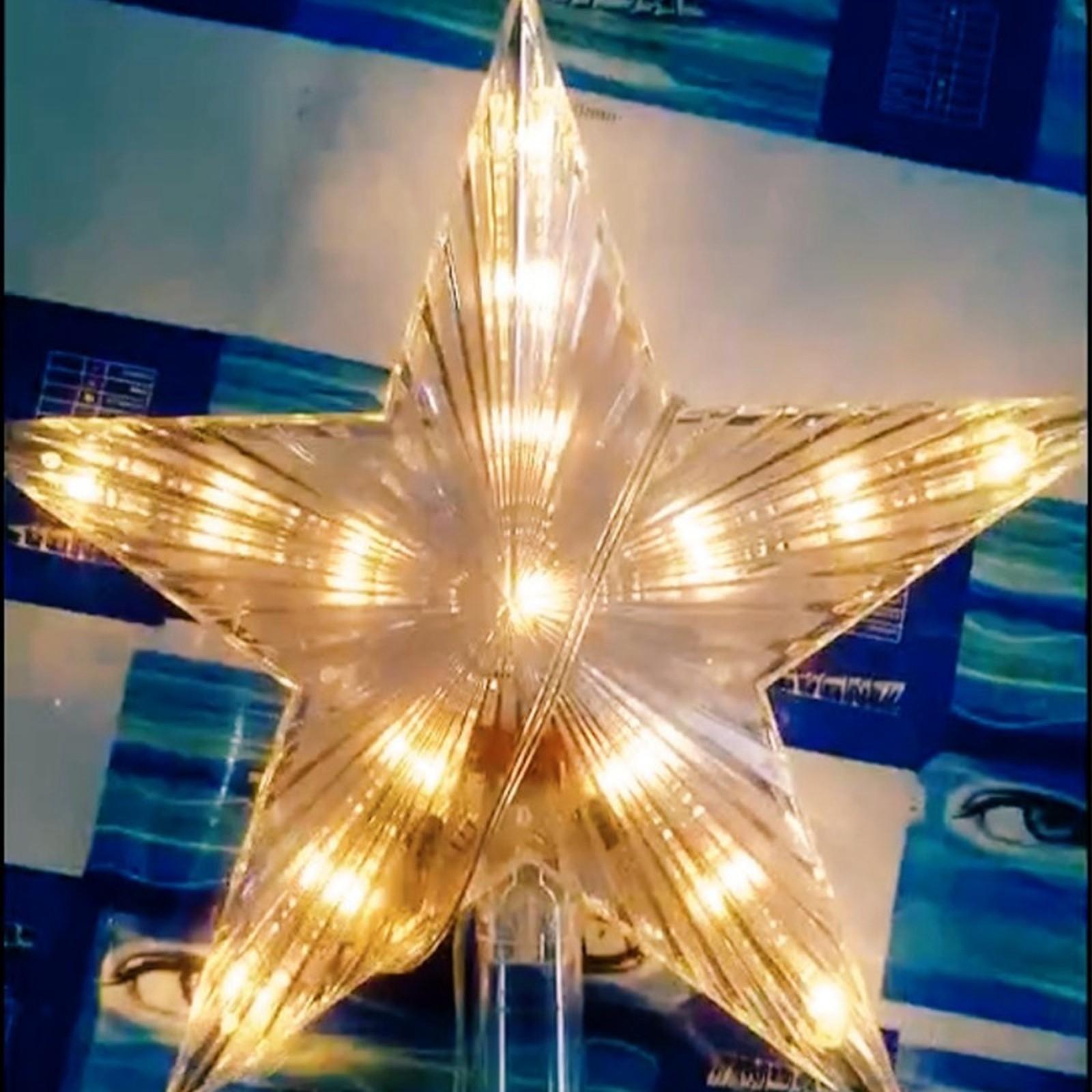 

Christmas Tree Topper Star with Built-in Lights Clear Plastic Decorative Tree Top Star Ornament for Holiday Decoration Indoor Use жёлтый