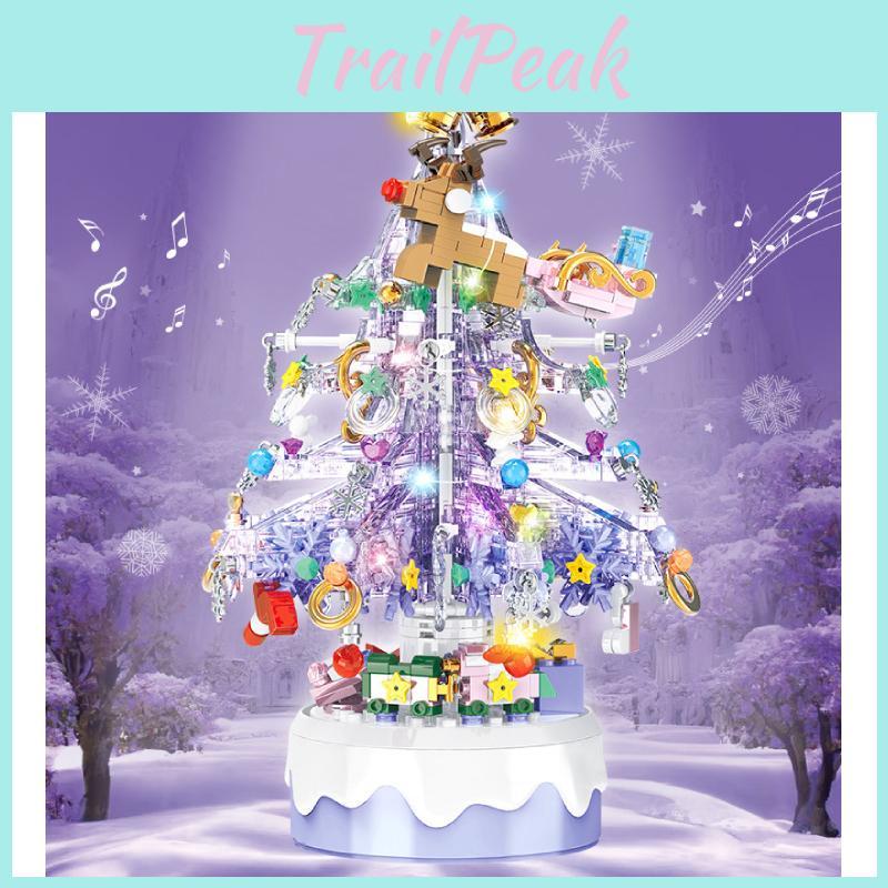 Christmas Tree Music Box Assembly Building Blocks Model Ornament For Kids Diy Creative Gift