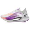 Li Ning Shadow Fabric Cushioning Slip Resistant Abrasion Resistant Low Top Running Shoes Women's White Purple ARHQ262-3