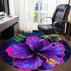 1pc Floral Vibrant Office Round Area Rug,  Mat Suitable ForOffice, Under Office Chairs Bedroom Living Room Home Decor, Room Deco