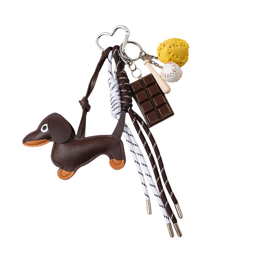 Fashionable Retro Sausage Dog Keyring Fashionable Sturdy PU Jewelry Accessory for Collectors and Trendsetters Use