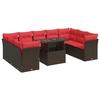 VidaXL Garden Furniture 10 Pcs and Brown Cushions Braided Resin Acacia, Outdoor Sofa Set, Garden Furniture, 3326225