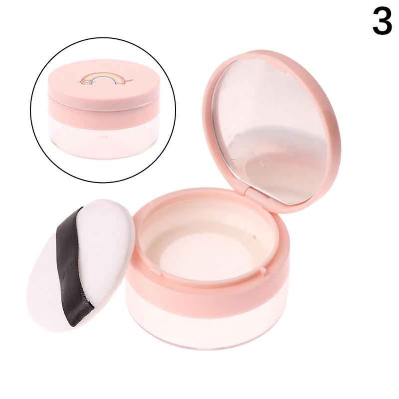 Plastic Empty Loose Powder Jar With Makeup Puff Box Sifter Container Cosmetic Pot Portable Loose Powder Box Refillable Pot