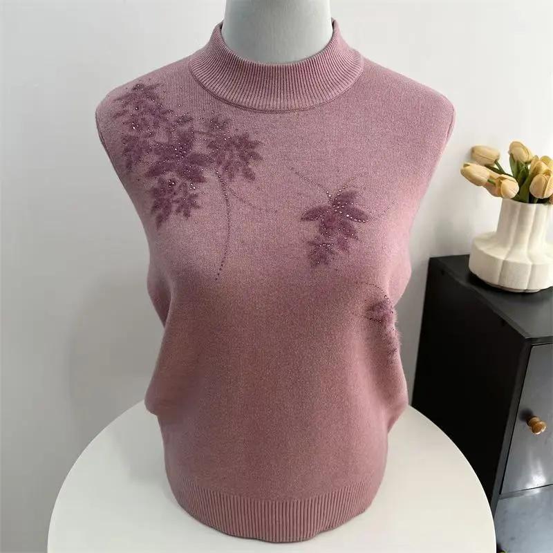 Plus Velvet Thick Sweater Mother Extra-thick One-piece Velvet Knitted Bottoming Shirt Warm Knitted Top Women