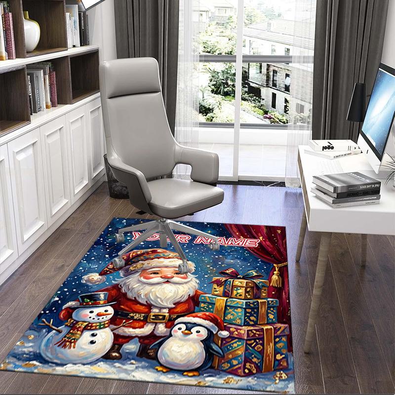 1PC Custom Name Christmas Magic Night Theme Floor Mat Ideal for Living Room, Game Rooms, Office, Bedroom,Floor Mat Playful Design