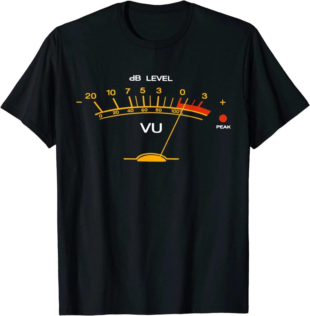 Vu Db Audio Meter T Shirt Unisex Unisex Short Sleeve Retro Sound Level Gauge Studio Engineer Graphic Crew Neck Cotton Music Fan Tee
