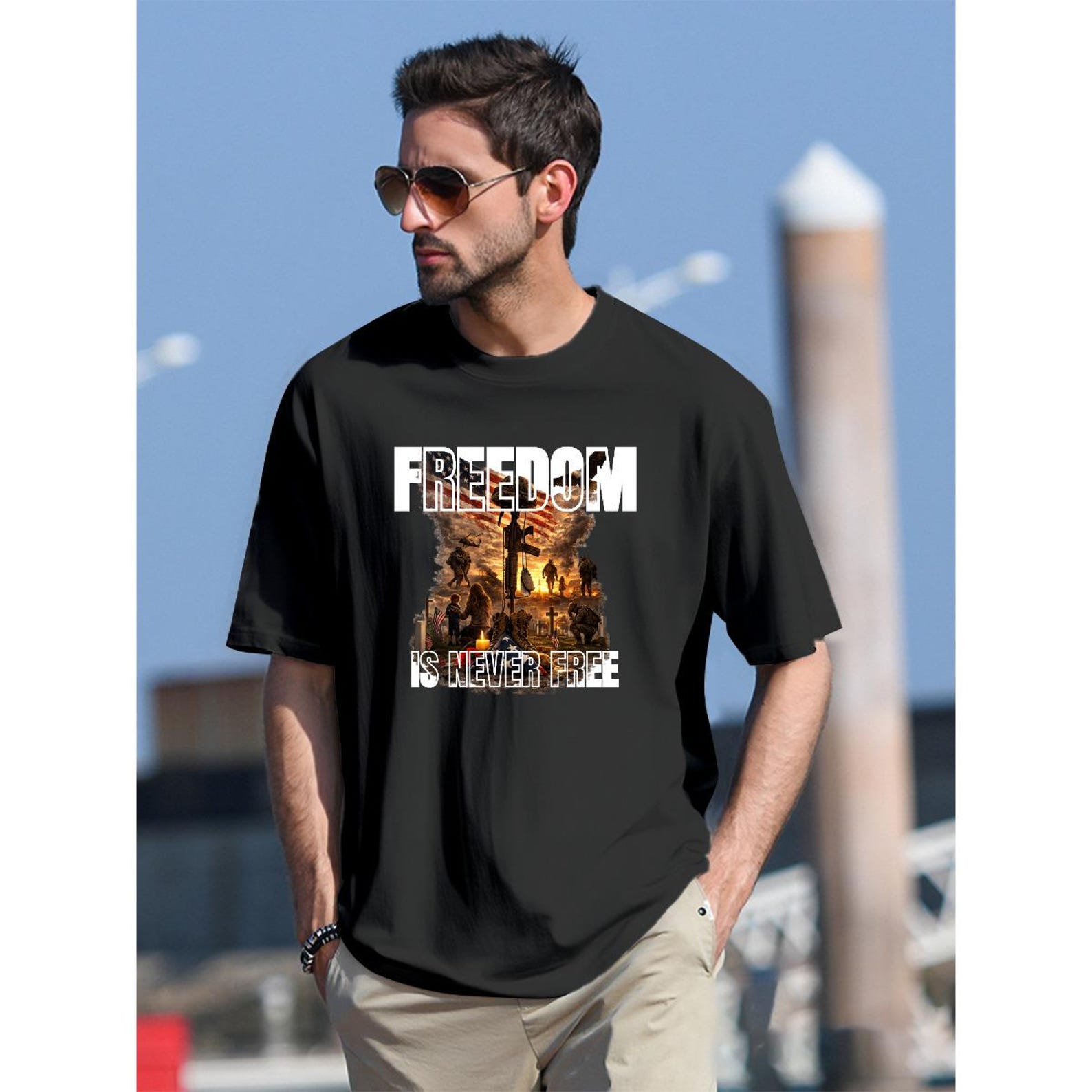 Patriotic Freedom Is Never Free Shirt – Military Tribute USA Tee S
