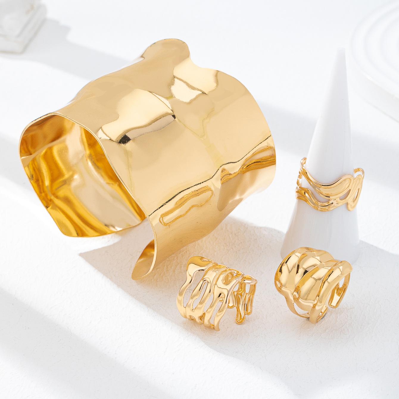 Металлический Минималистичный Стильный Женский Открытый Браслет Кольцо Набор для повседневного ношения