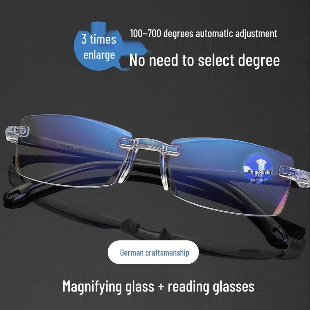 Hot-Selling Black Tech Anti-Blue Light Diamond-Cut Autofocus Reading Glasses