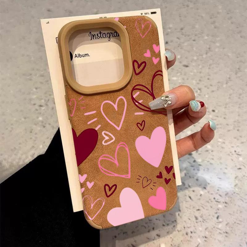 Love Heart For You Cute Luxury Executive Shockproof Phone Case For 15 Plus iPhone 16 15 14 13 12 17 Pro Max 11 Pro X XS XR Funda