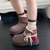 Soft leather version~ Mint chocolate snow boots 2024 winter new thick-soled versatile non-slip velvet warm Martin boots