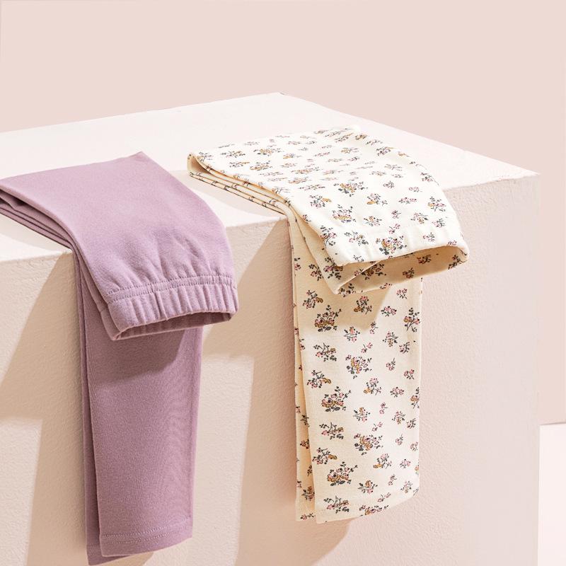 Zweiteiliges Set: Hochelastische, gebürstete Baumwoll-Leggings für Mädchen für Herbst/Winter