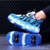 Sports Pulley Shoes Boys Runaway Shoes Girls Four Wheels Autumn 225 New Children's Luminous Skates with Wheels