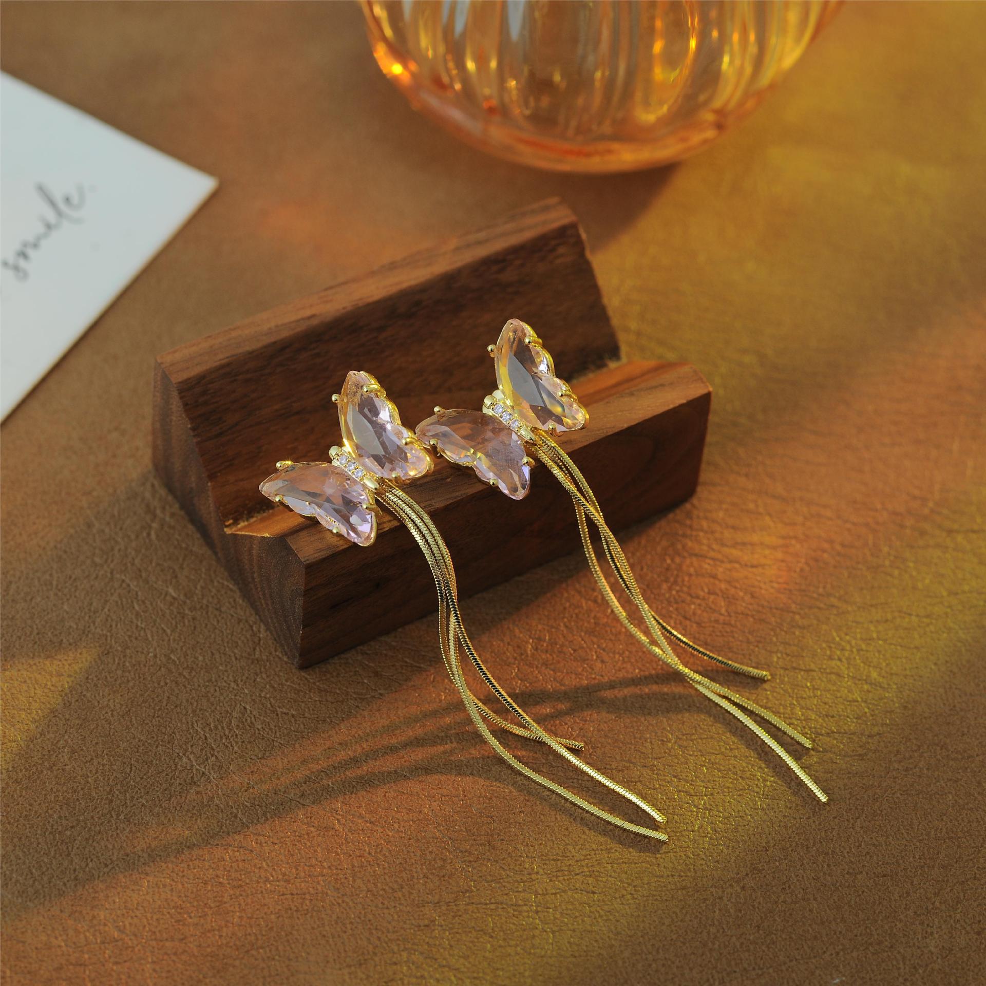 

Blue Butterfly Tassel Earrings - Versatile & Removable, Two Ways to Wear 925 Silver