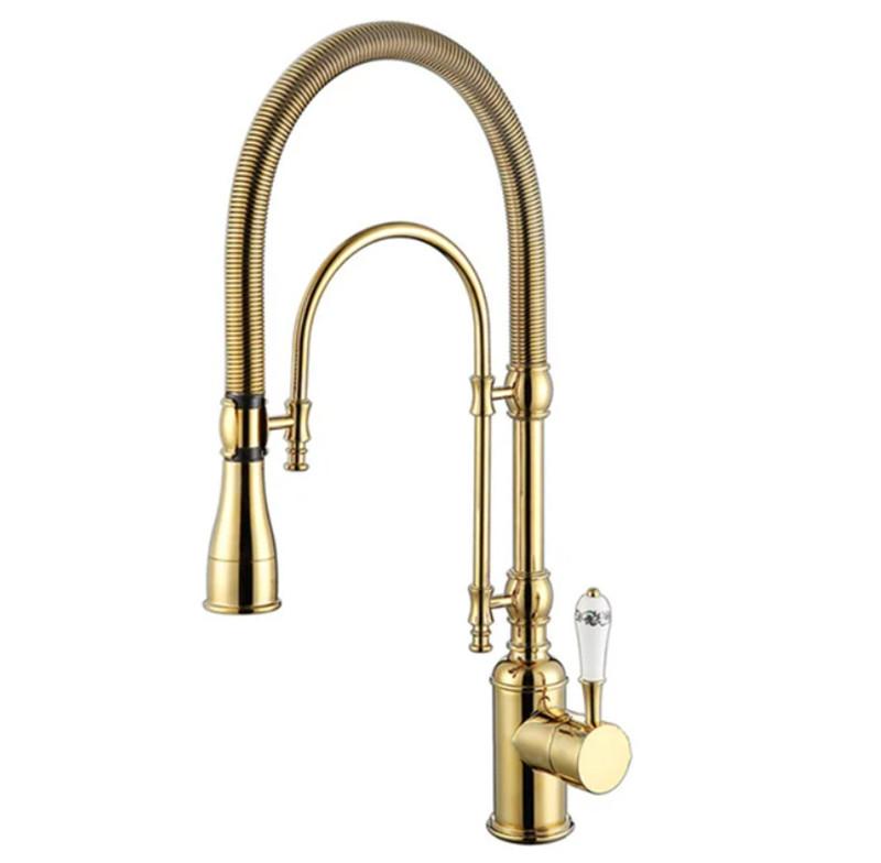 Brushed Gold Pull Out Kitchen Faucet Gold Kitchen Sink Mixer Tap Total Brass Kitchen Faucet Vanity Water Tap Faucet Sink Faucet