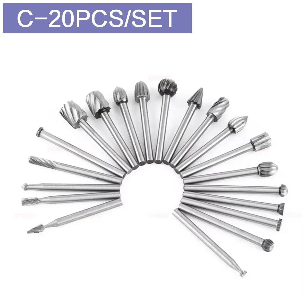 1 Set 6Pcs Diamond Grinding Burr Needle Point Engraving Carving Polishing for Glass Jade Stone Drill Bit Rotary Tool