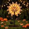 Unique Holiday Path Lighting for Patio Solar Powered Skull Sunflower Light, Waterproof Garden Stake Automatic Charging Scary Decor Halloween Yard Lawn
