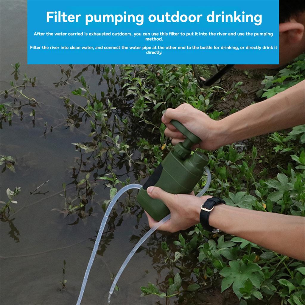 K8187 Portable Water Purifier Pump Camping Hand Pump Water Filter Outdoor Water Purifier  Green