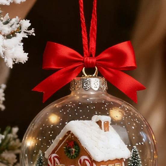 Juleanheng Scenekule Festlig Atmosfære Dekorasjon med Hus Inni Dekorativt Ornament