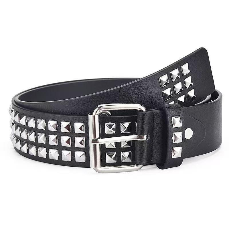 Unisex punkový pás s pyramidovými cvočky pro džíny Móda