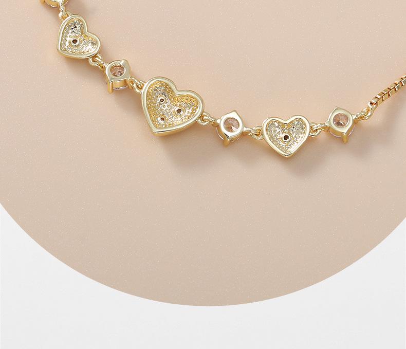 Elegant Zircon Heart Drawstring Bracelet - Luxurious, High-End Jewelry for Women