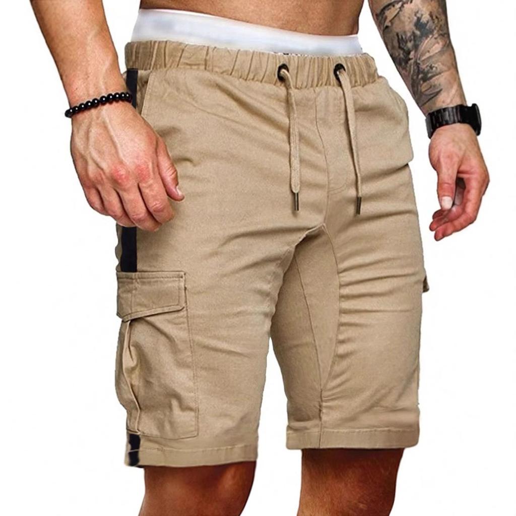 New Work Shorts Men'S Fall Splicing Solid Color Casual Sports Loose Straight Shorts Male