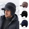 Plush Lined Thick Knitted Hat Knitted Ski Sports Hat Warm Earflap Beanie Cap  for Autumn Winter