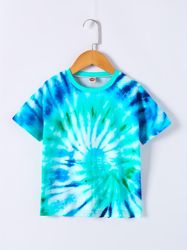 Children's T-shirt Rainbow Tie-Dye 3D Print Kids Clothes Short Sleeve T-Shirt Summer Children Top Round Neck Children's Clothing